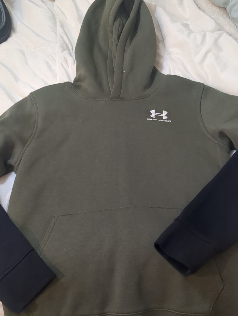 Under Armour Olive Green Hoodie with Black Sleeves